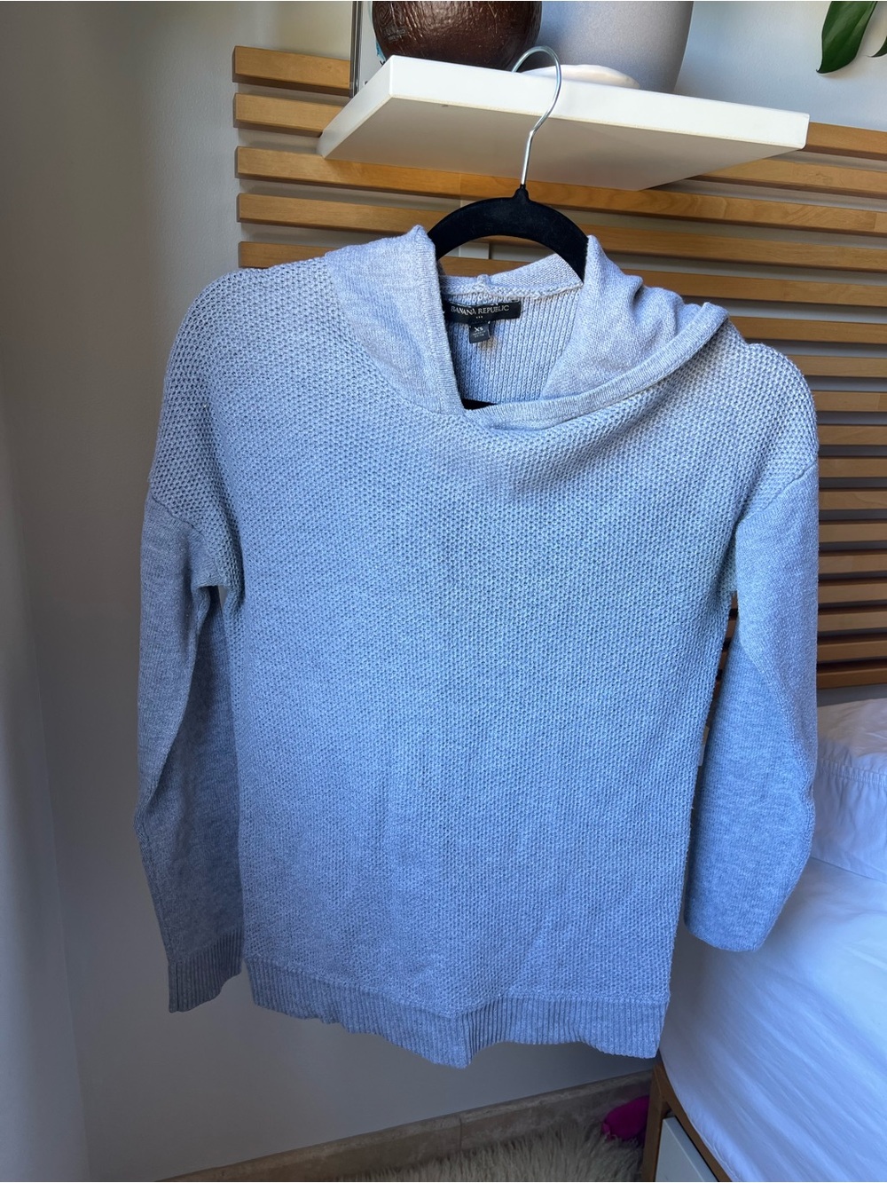 Banana Republic Light Gray Knit Hoodie Sweater